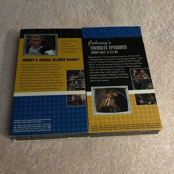 2 VHS 2000 Carson Production Group, Johnny’s Animal Hijinks & Favorite Episodes - Picture 2 of 4